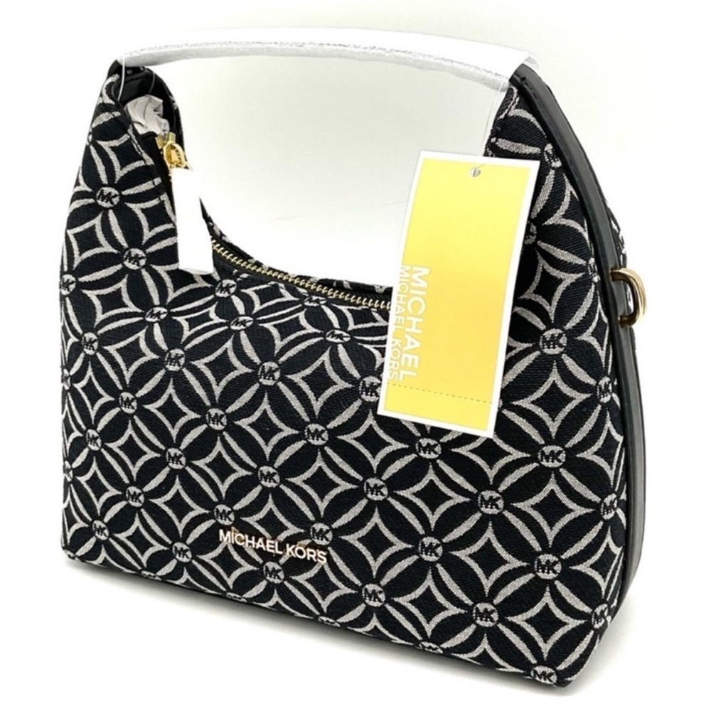 Michael Kors Ember Small Logo Jacquard Messenger Bag Black - Picture 2 of 11